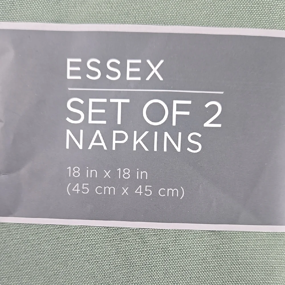 Essex Sage Green Cloth Napkins Set of 6 Textured 100% Polyester 18x18 Square NEW